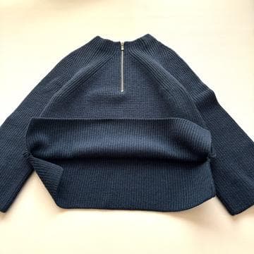極美品　バトナー ニットプルオーバー ハーフジップ SHARE PARK 紺