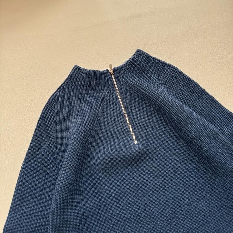 極美品　バトナー ニットプルオーバー ハーフジップ SHARE PARK 紺