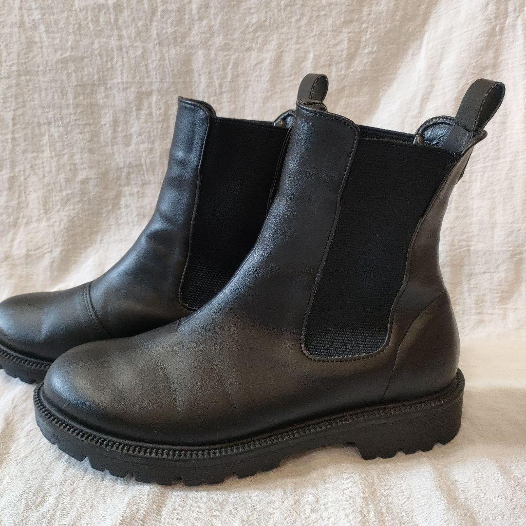 RAKUNA サイドゴアブーツ　整体靴　ブラック Мサイズ