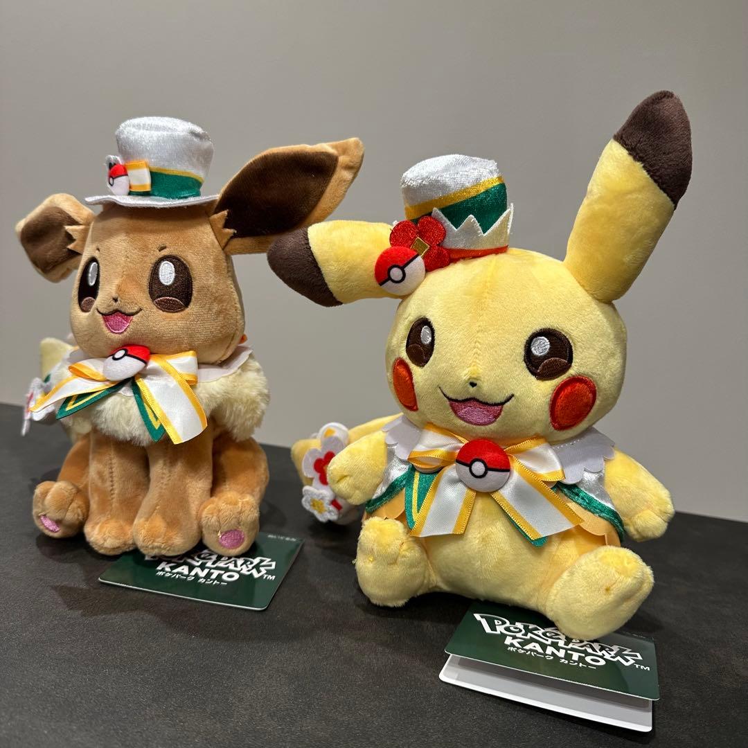 【新品未使用】ポケパークカントー 限定 ピカチュウ イーブイ ぬいぐるみ