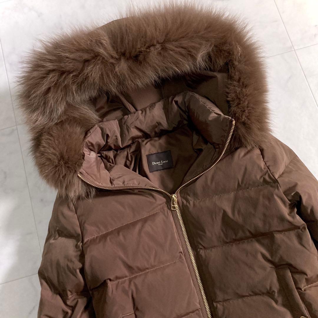 美品 デミルクスビームス FOXファー ショートダウン ブラウン 38