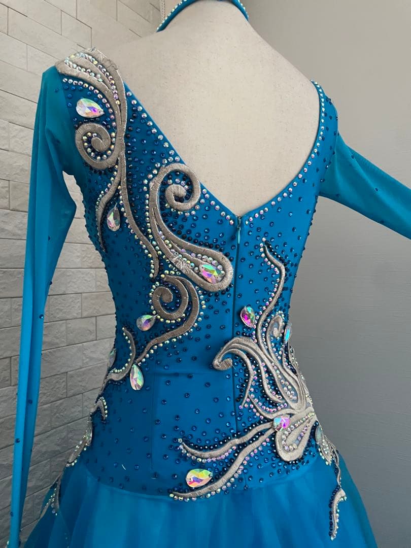社交ダンス　スタンダードドレス⭐️ブルーM