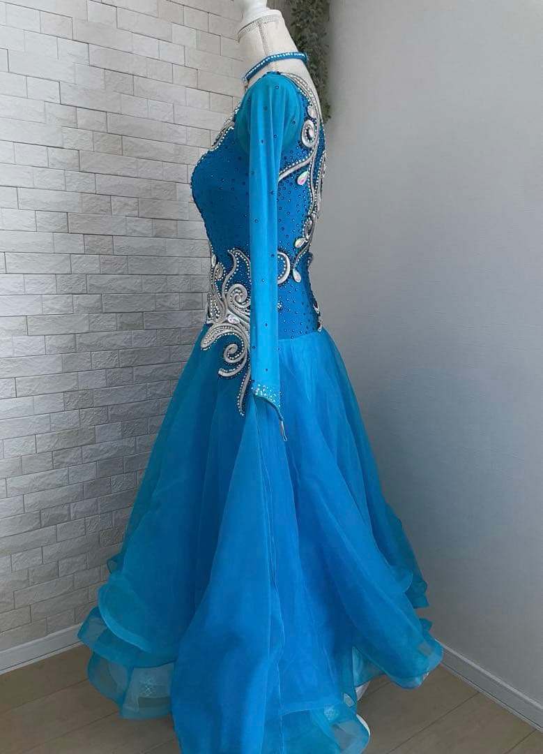 社交ダンス　スタンダードドレス⭐️ブルーM