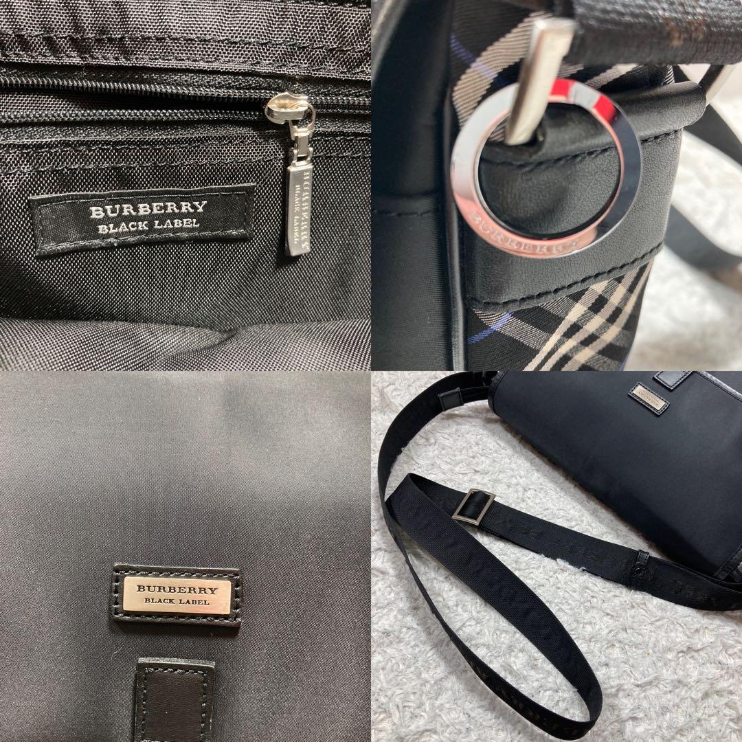 未使用級 バーバリーブラックレーベル ショルダーバッグ A4可 ナイロンチェック