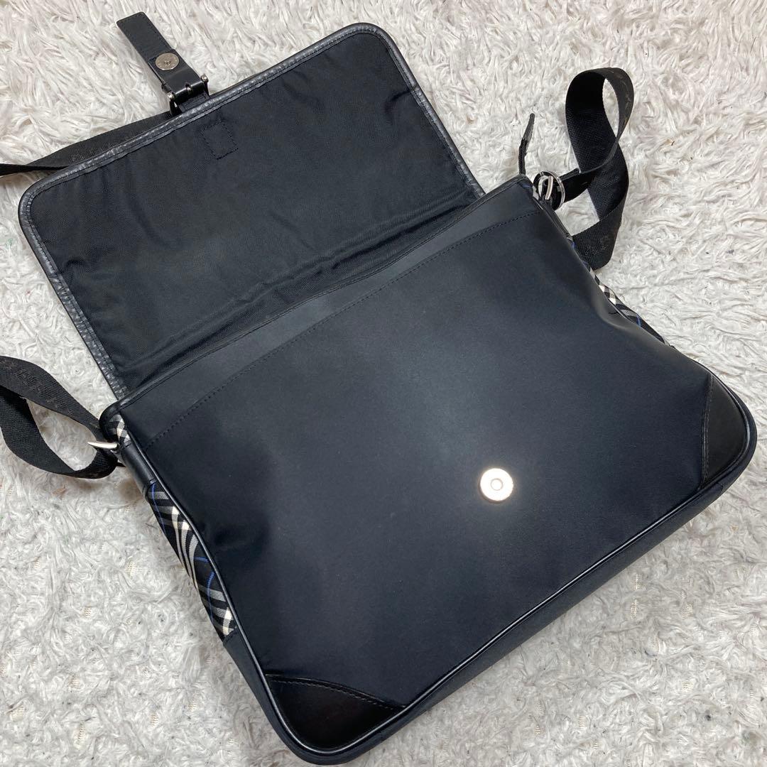 未使用級 バーバリーブラックレーベル ショルダーバッグ A4可 ナイロンチェック
