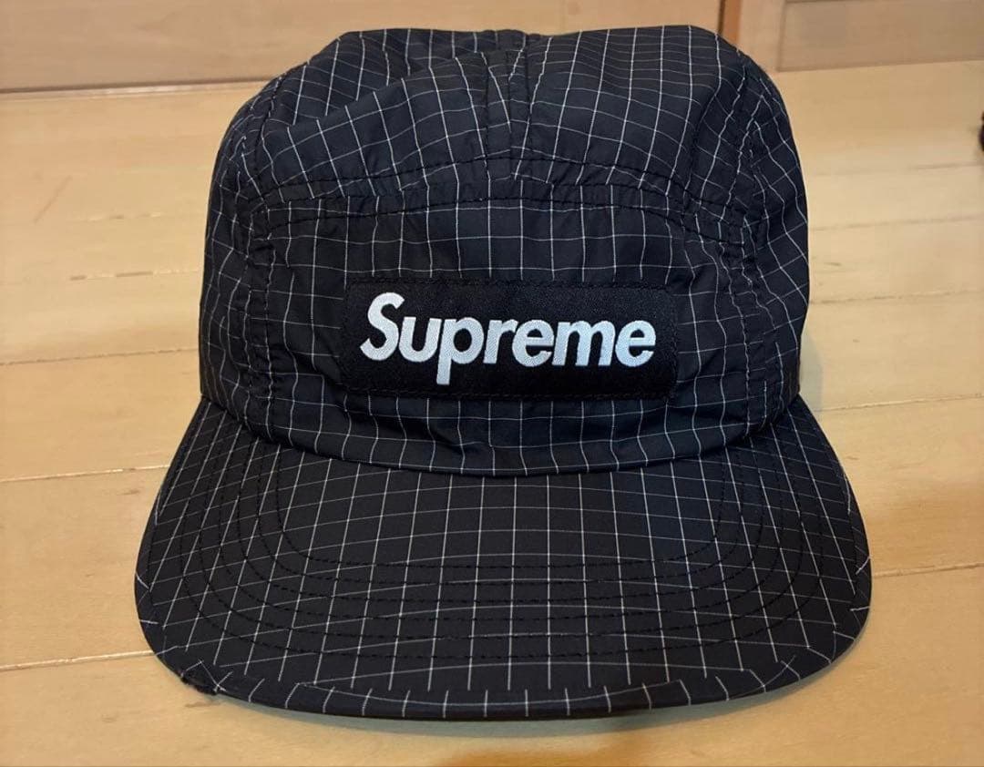 Supreme ブラック チェックキャップ