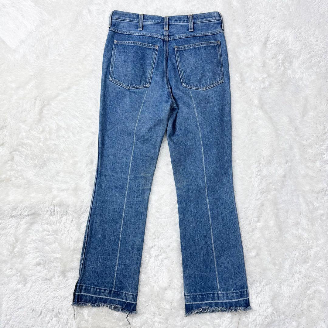 【良品】フミカウチダ　センタープレスデニム　ブーツカットフリンジ　フレア　36