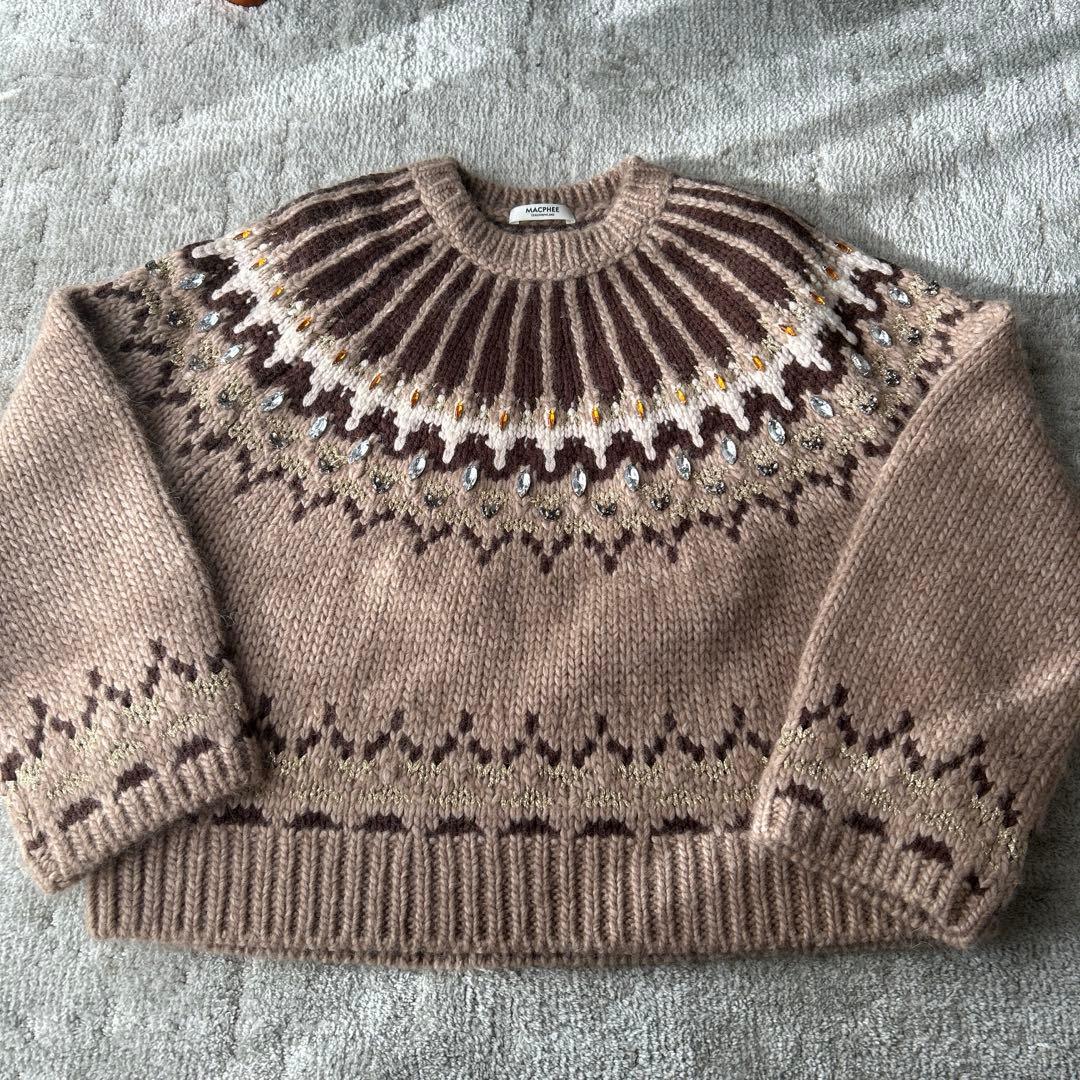 MACPHEE ビジュージャカード クルーネックプルオーバー