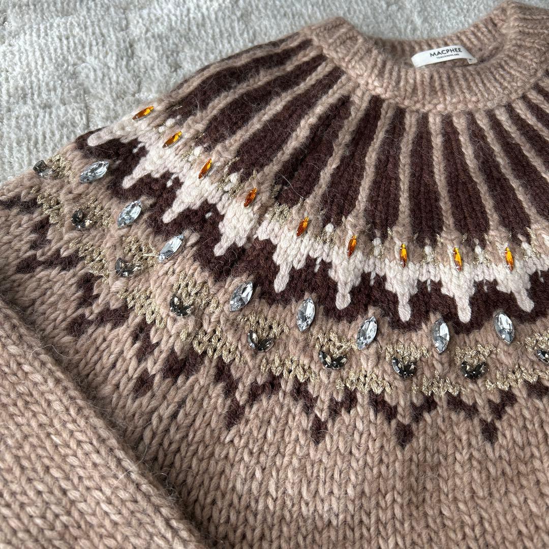 MACPHEE ビジュージャカード クルーネックプルオーバー