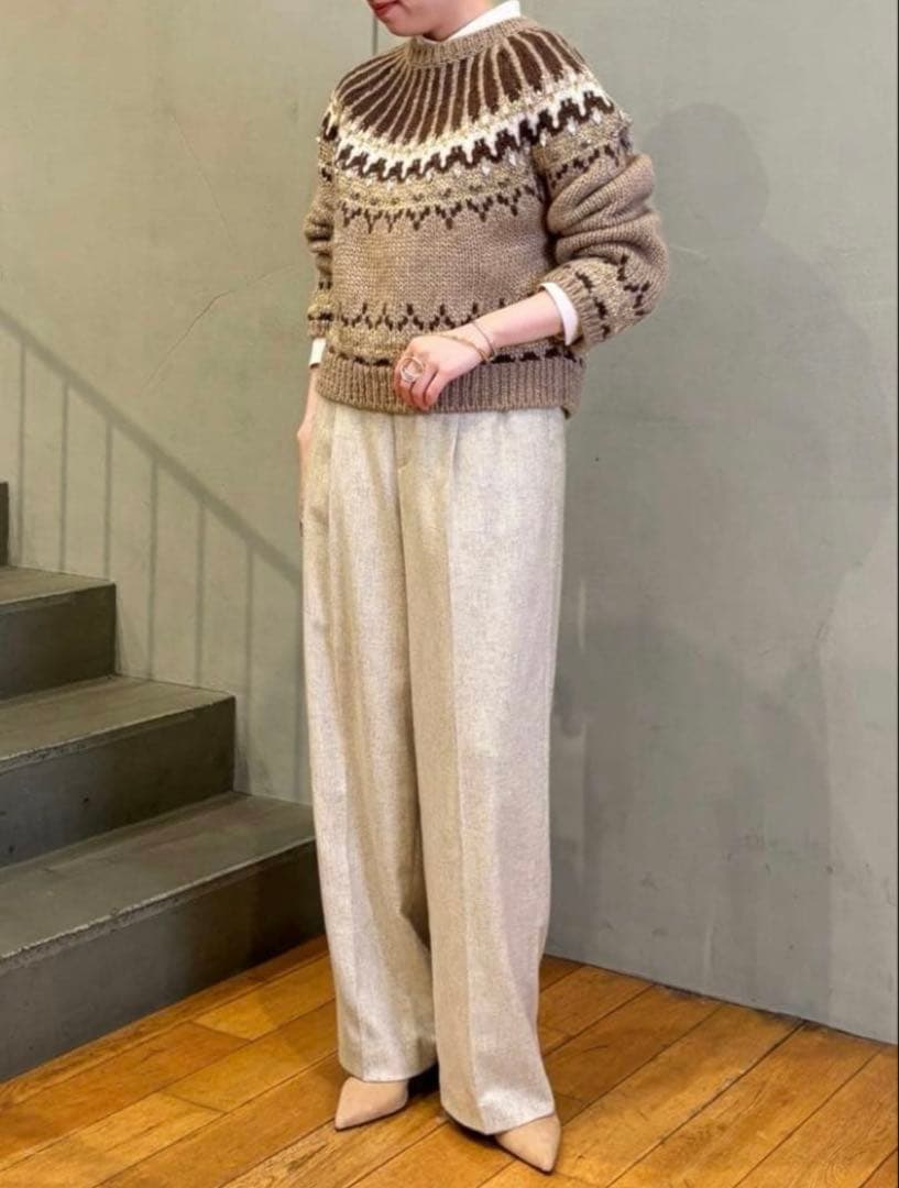 MACPHEE ビジュージャカード クルーネックプルオーバー