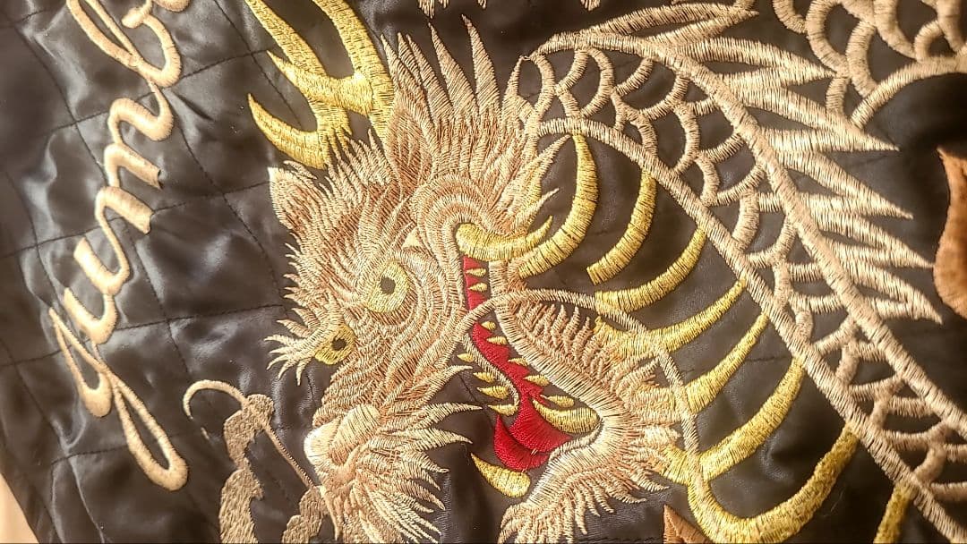 jumbo ジャンボ尾崎 龍 ドラゴン刺繍 スカジャン 黒/白