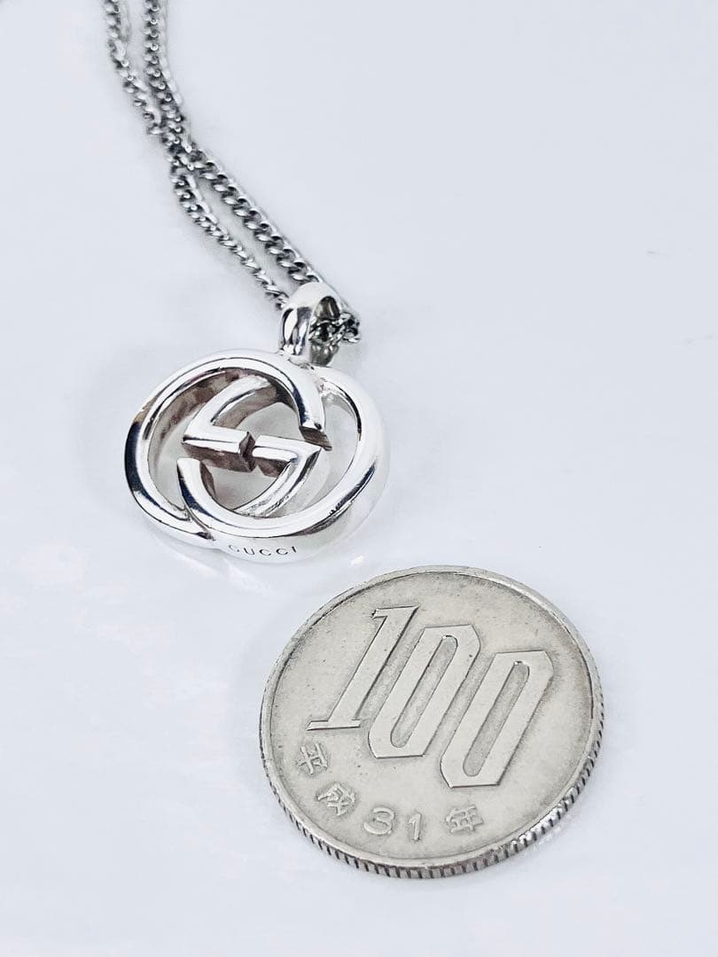 【超美品】GUCCI ネックレス トップ925＋社外チェーン 男女兼用