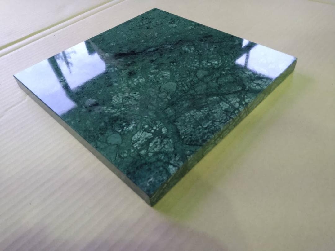 天然大理石　オーディオボード【エメラルドグリーン】350×300×25●5面磨き