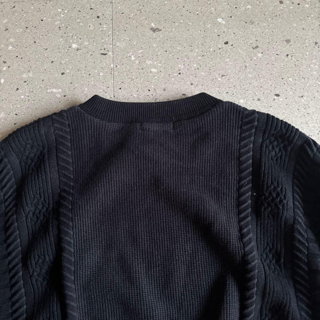 YASHIKI 黒 編み込みデザイン ニット