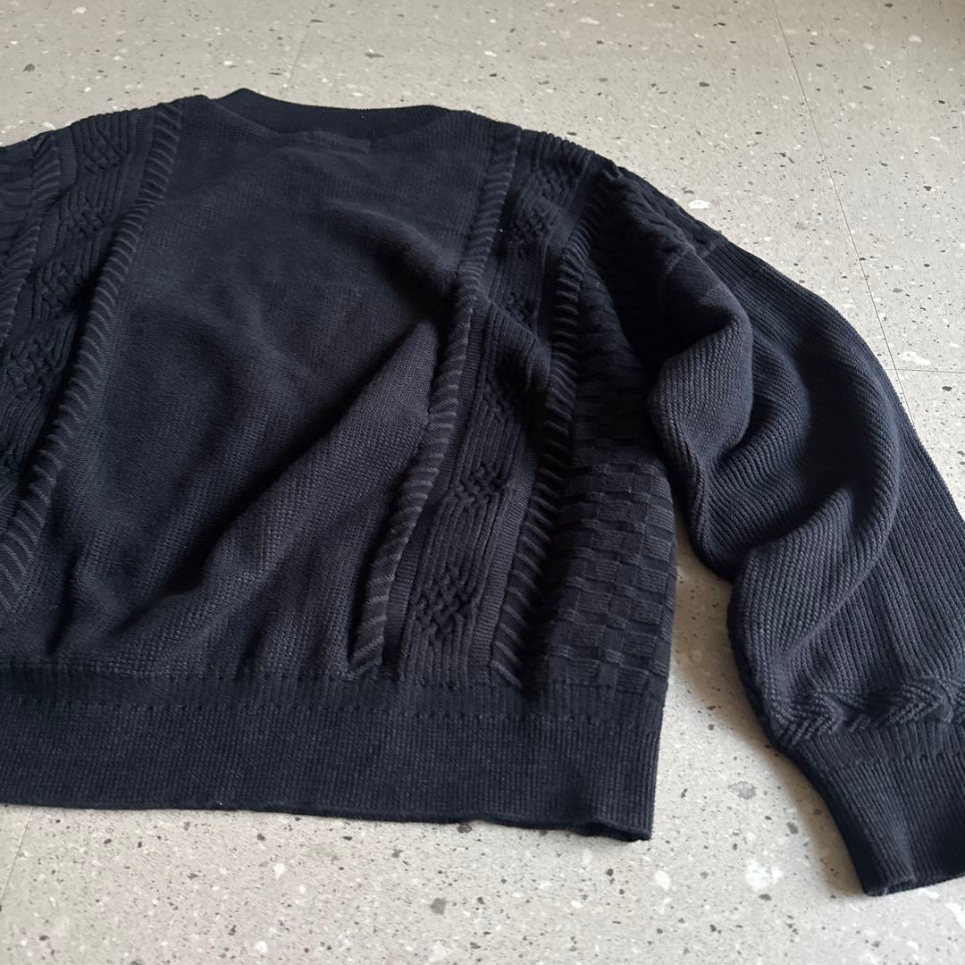 YASHIKI 黒 編み込みデザイン ニット