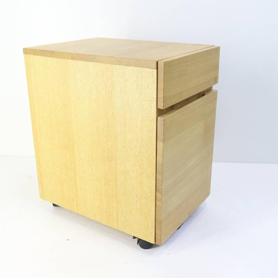 無印良品 タモ材 キャビネット デスクワゴン ドロワー キャスター付き