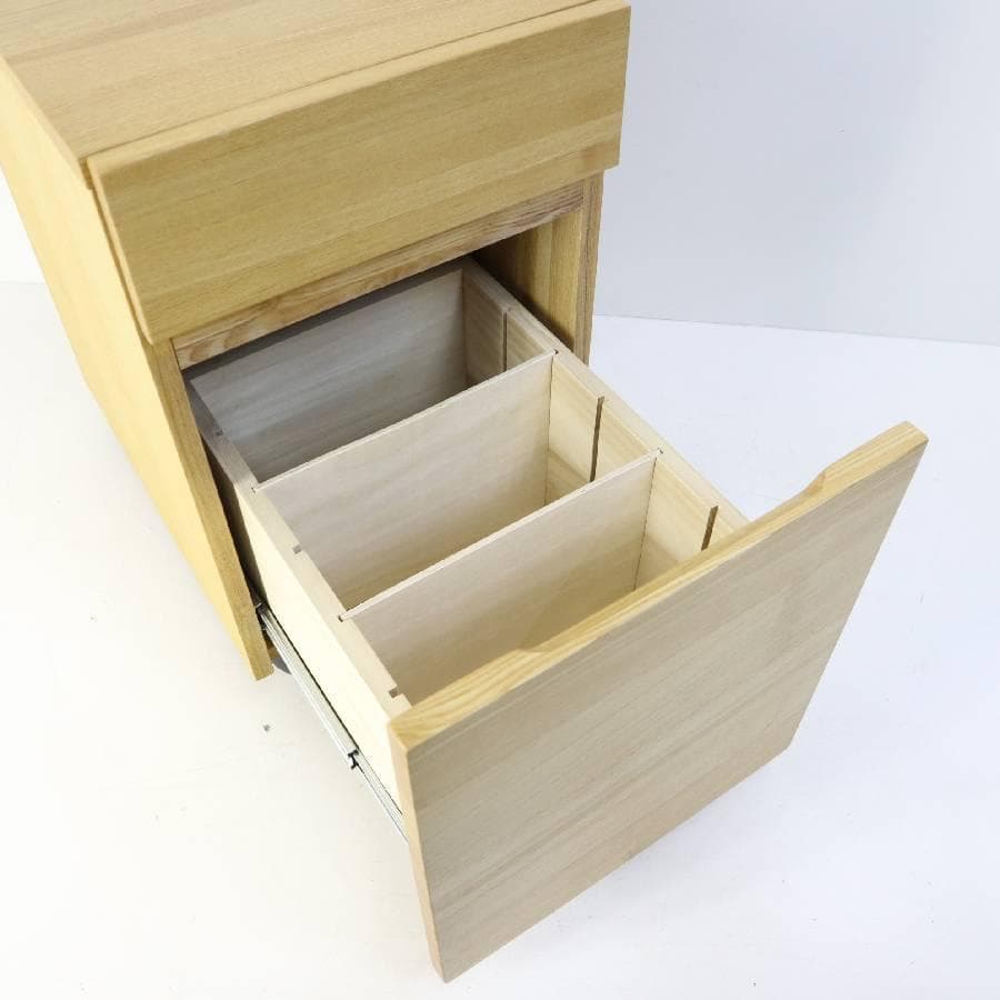 無印良品 タモ材 キャビネット デスクワゴン ドロワー キャスター付き