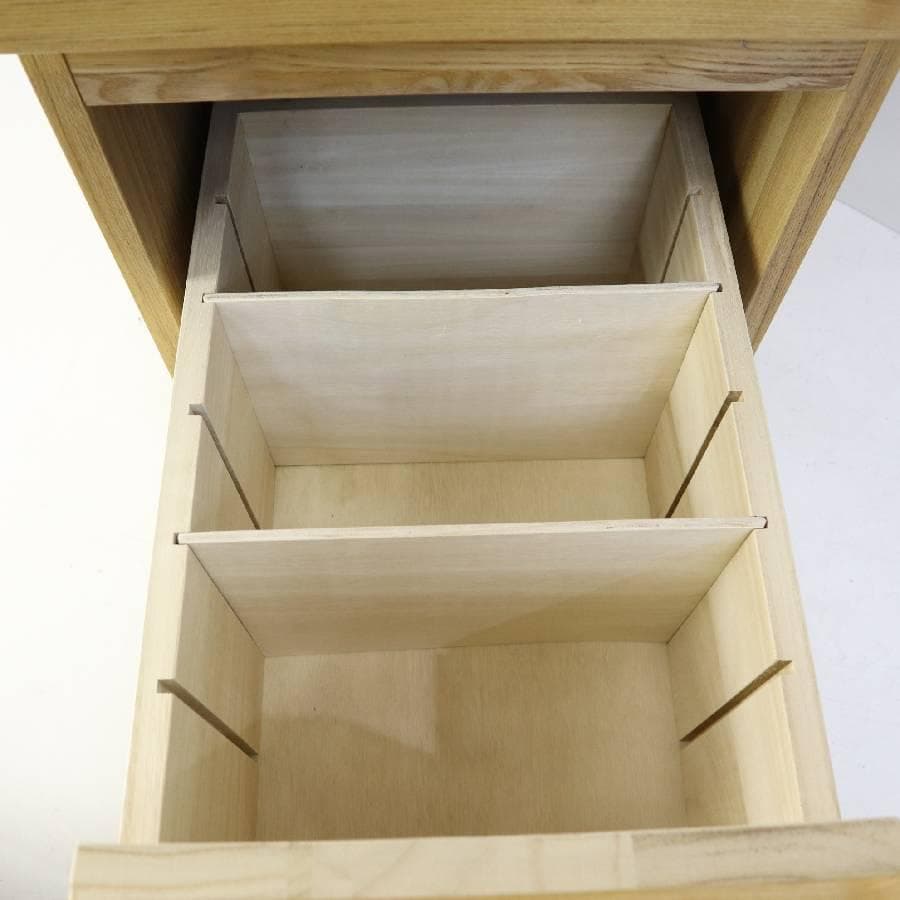 無印良品 タモ材 キャビネット デスクワゴン ドロワー キャスター付き