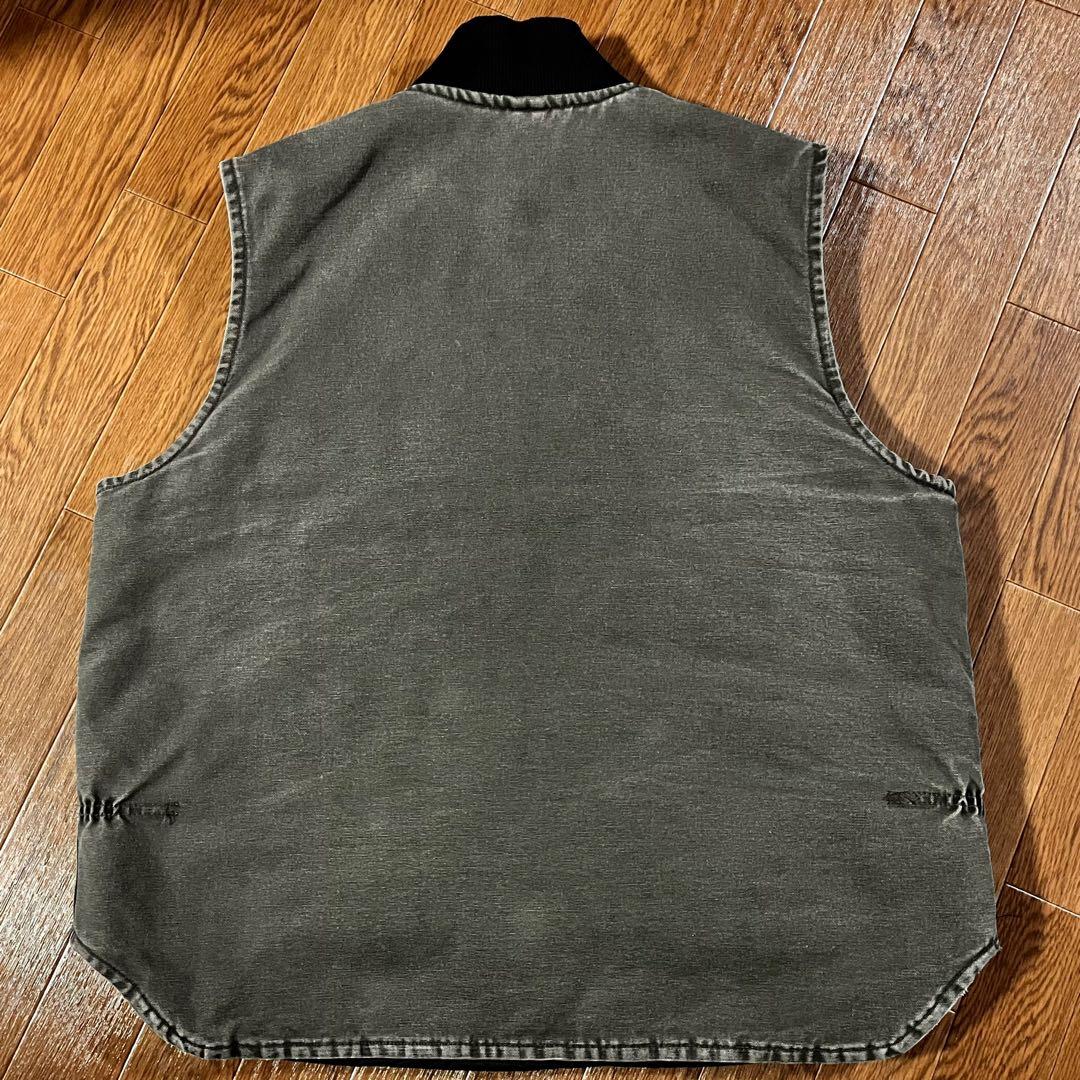 90s Carhartt モスグリーン ダックベスト USA製 腰ゴム XL
