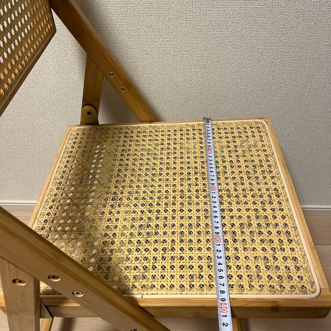 ラタン ダイニングチェア 2脚セット 北欧風 韓国風 折り畳み 座椅子