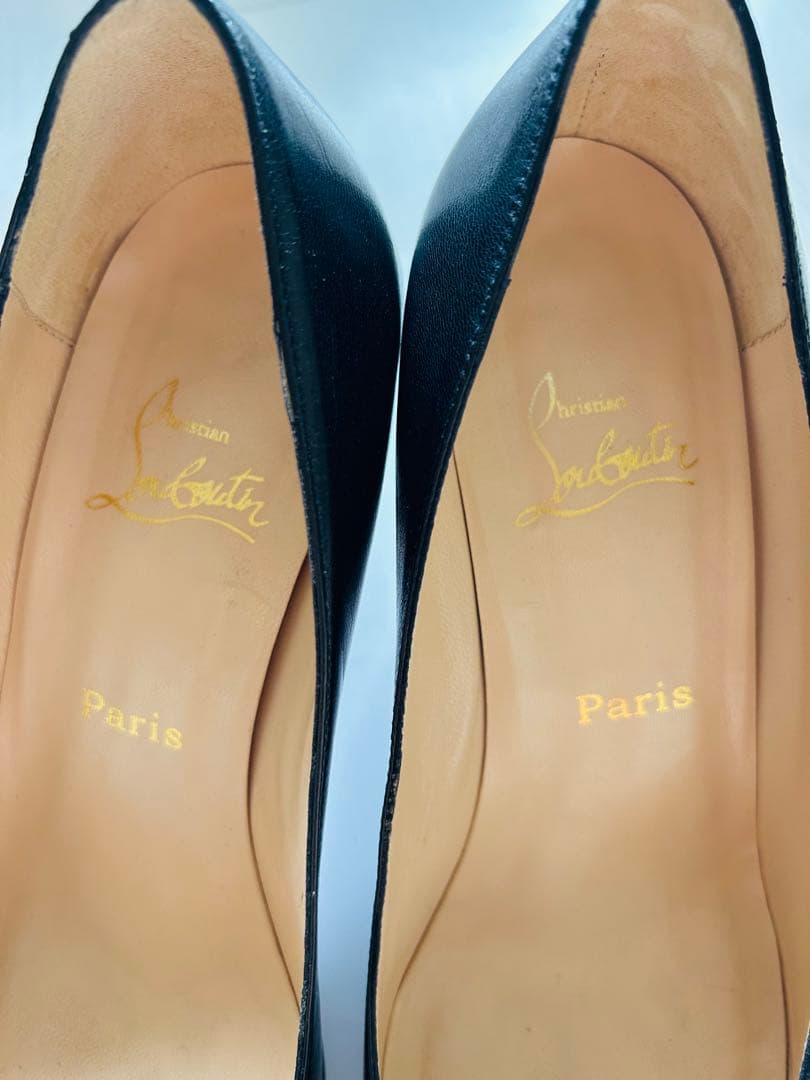 【クリスチャンルブタン】黒　レザー　ブラック　ハイヒール　23.5 37