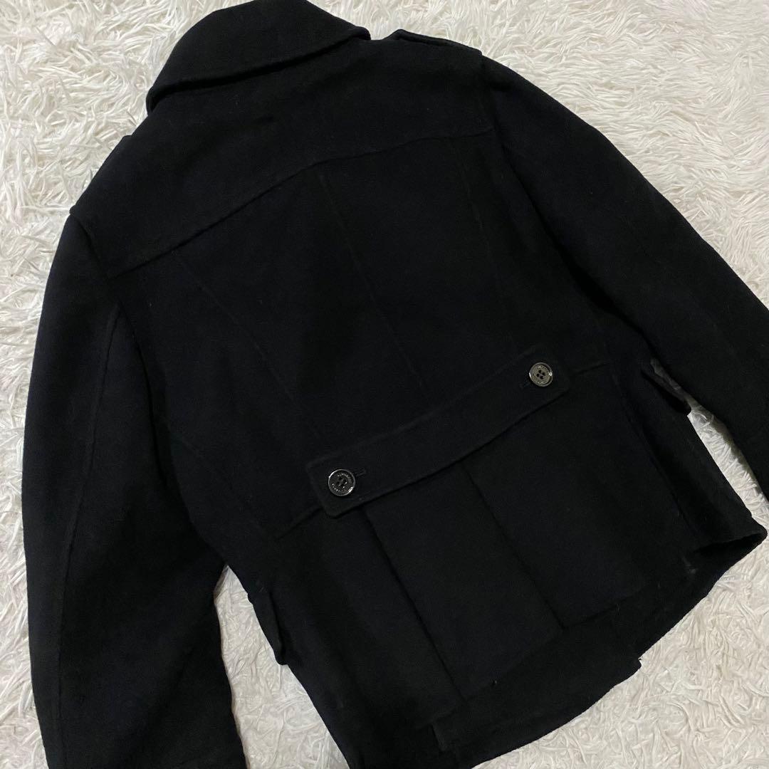 【美品】バーバリーロンドン　ショートダッフルコート　メガチェック　黒　XXL