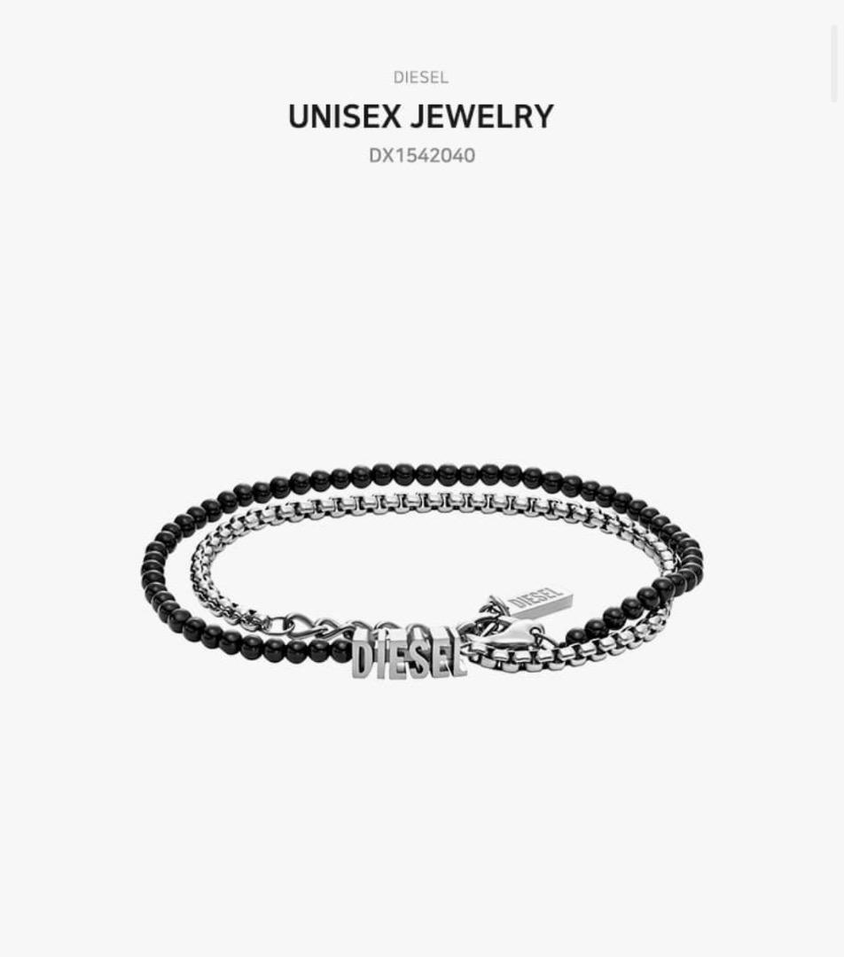 DIESEL 黒曜石 シルバー ブレスレット