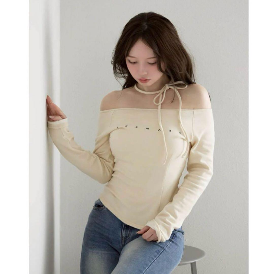 トップス Andmary Mary logo choker tops ivory