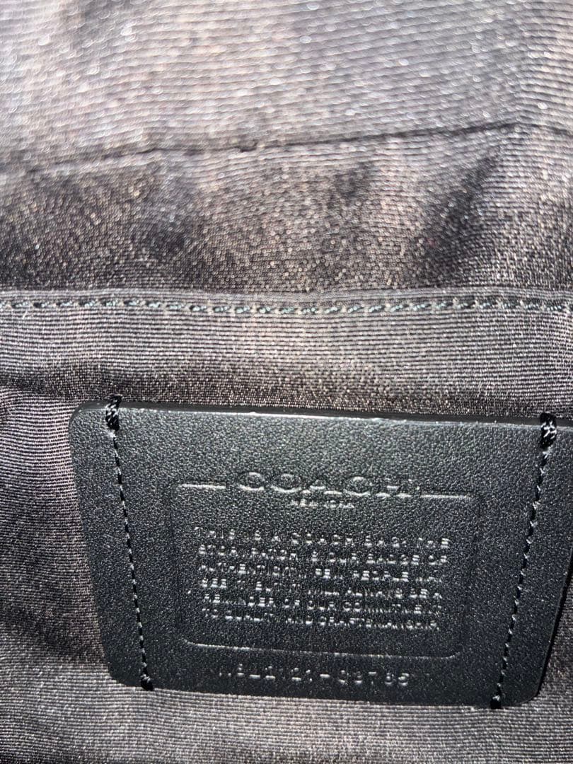 美品 COACH ボディバッグ C3765 シグネイチャー ブラック レザー