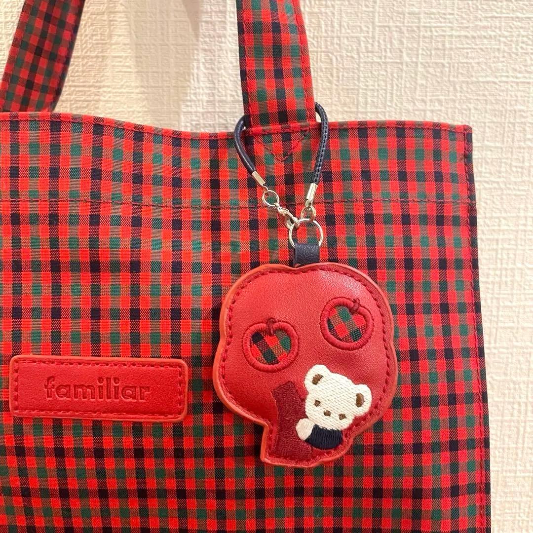 familiar ファミリア 赤黒チェック トートバッグ大