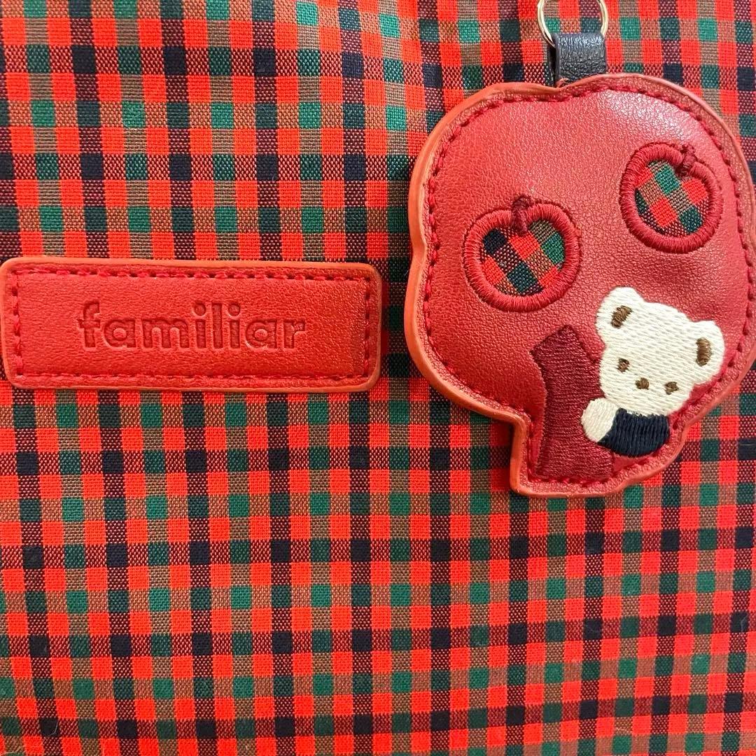 familiar ファミリア 赤黒チェック トートバッグ大