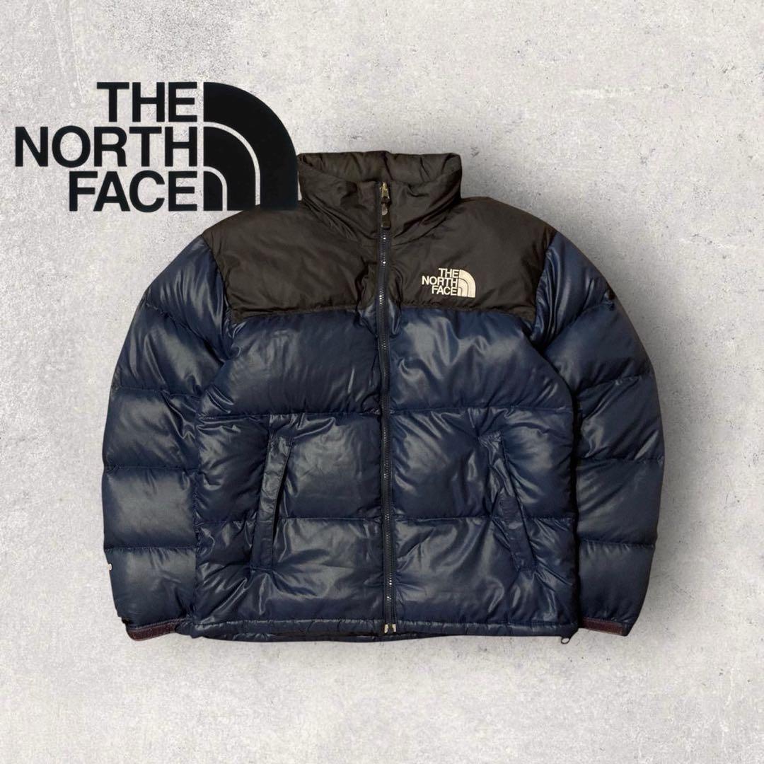 【ザ・ノースフェイス】ヌプシ　ダウンジャケット　S ネイビー　刺繍ロゴ　人気　h