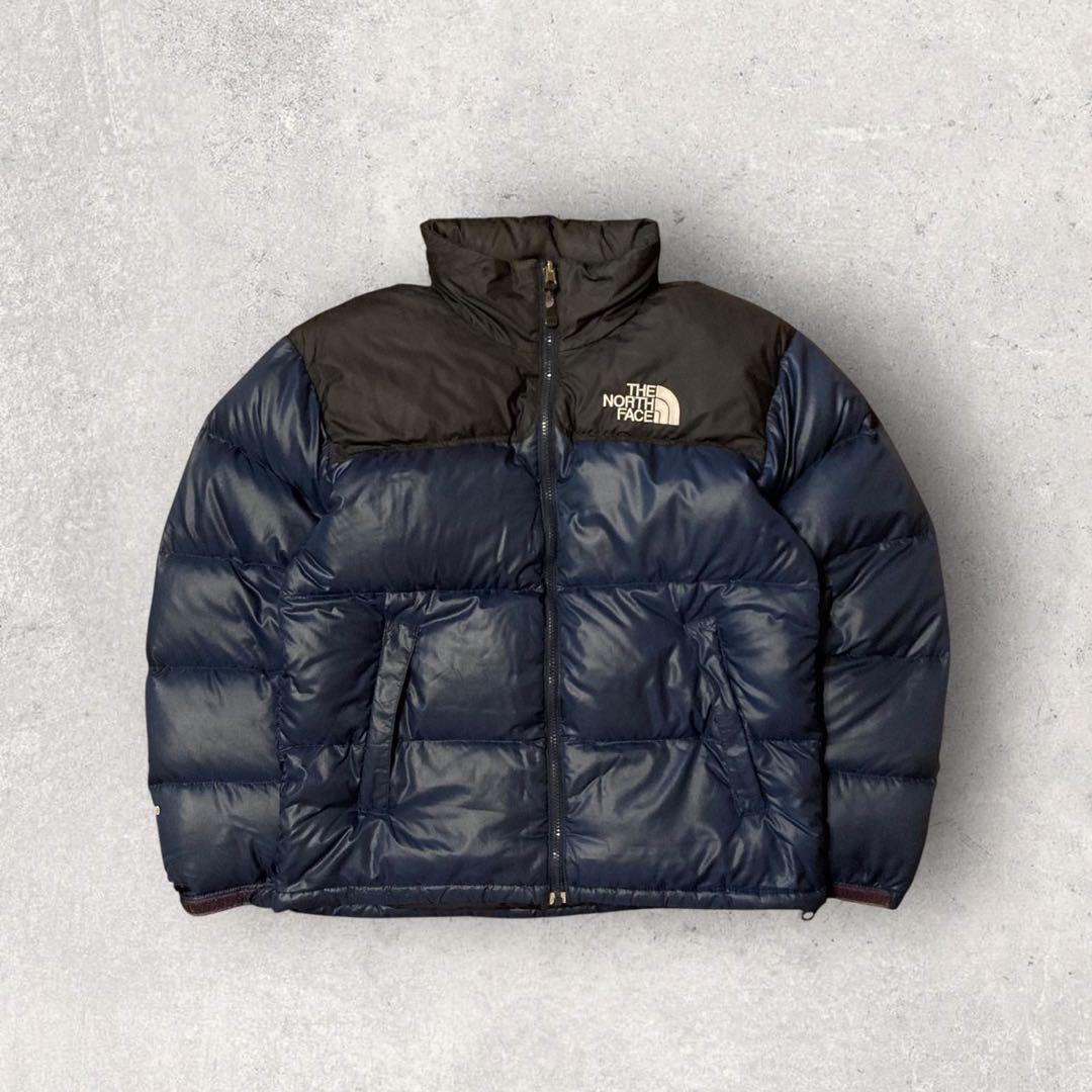 【ザ・ノースフェイス】ヌプシ　ダウンジャケット　S ネイビー　刺繍ロゴ　人気　h