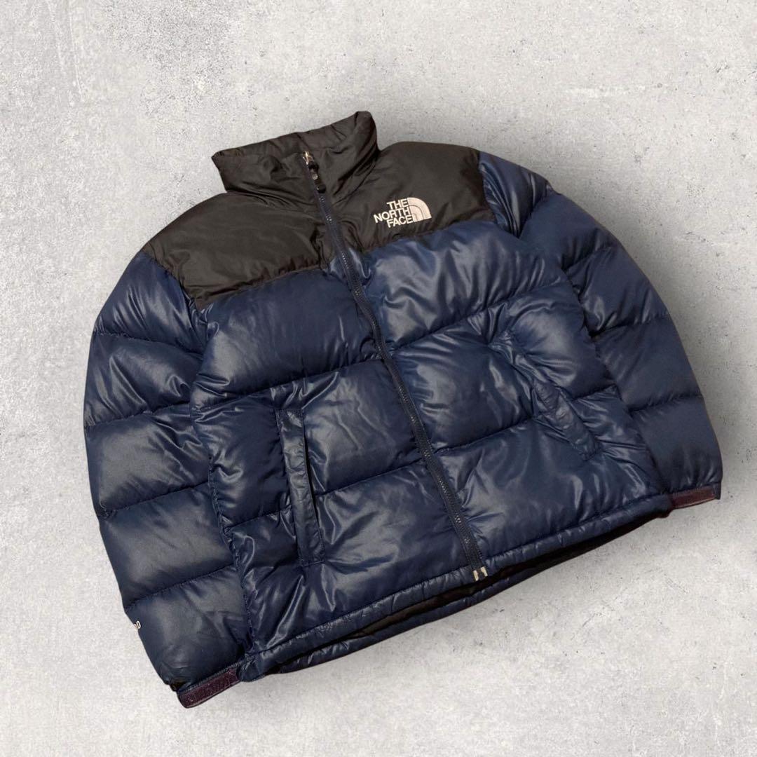 【ザ・ノースフェイス】ヌプシ　ダウンジャケット　S ネイビー　刺繍ロゴ　人気　h