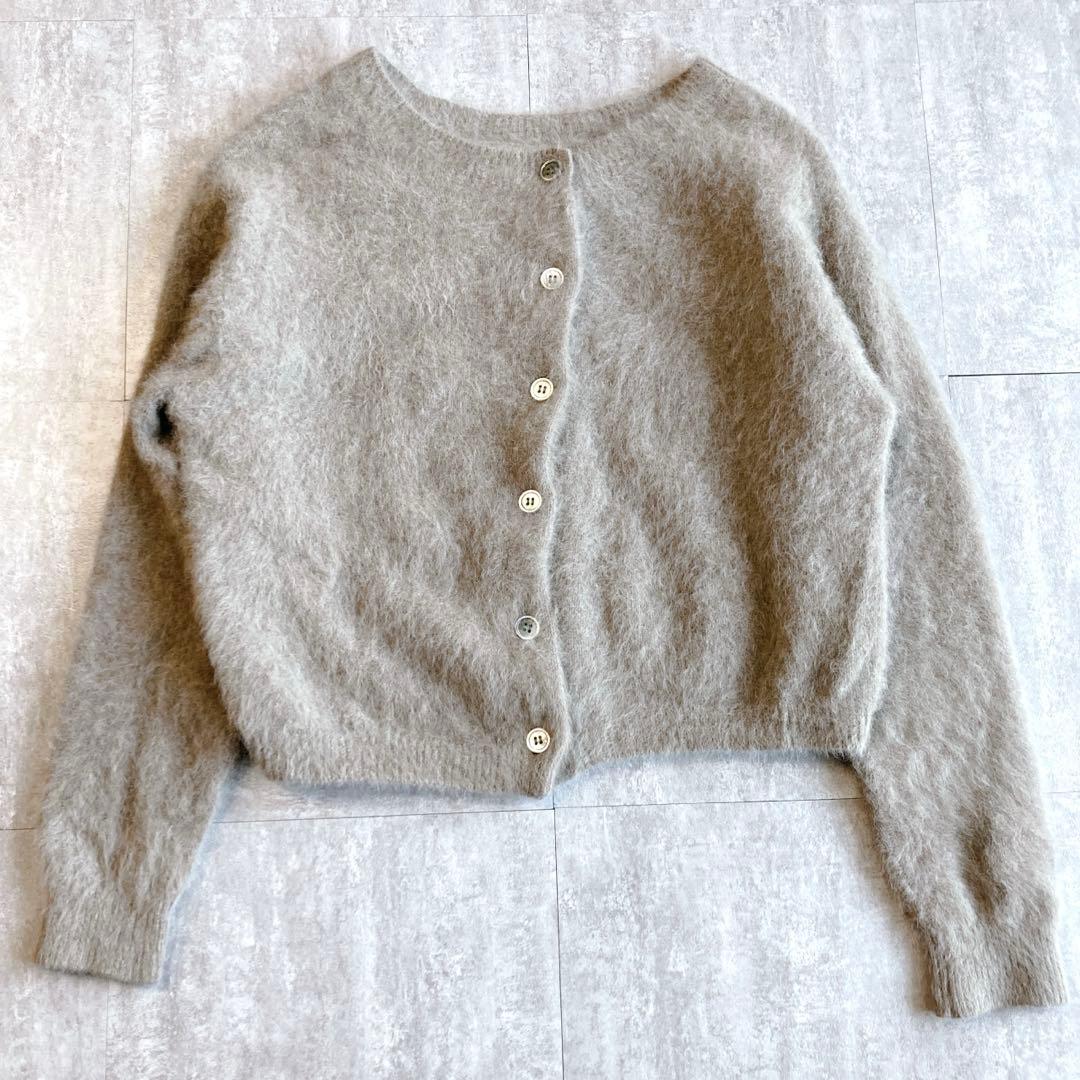 美品☆オメカシ　 ファーカシミヤ　カーディガン 2WAY モカ　Fサイズ