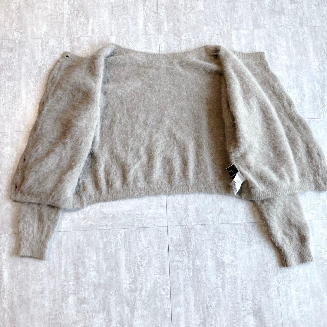美品☆オメカシ　 ファーカシミヤ　カーディガン 2WAY モカ　Fサイズ
