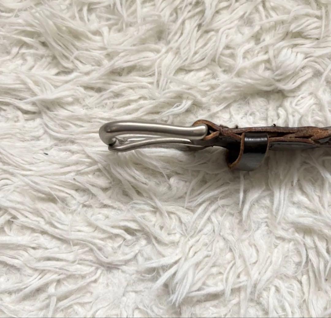 ホワイトハウスコックス レザー 編み込みベルト ブラウン 廃盤　シルバー金具