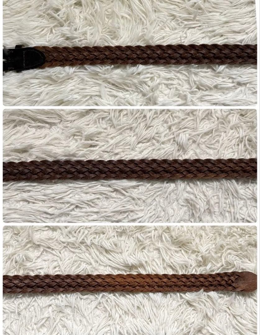 ホワイトハウスコックス レザー 編み込みベルト ブラウン 廃盤　シルバー金具