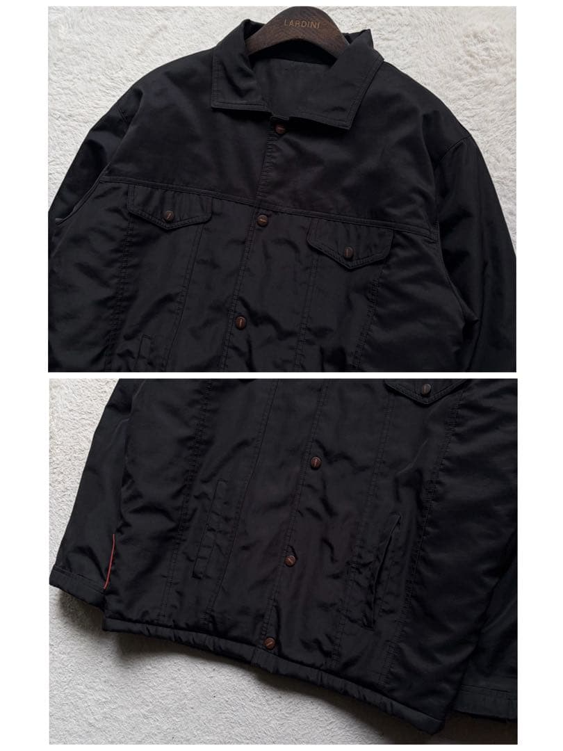 【美品】プラダスポーツ 中綿ジャケット トラッカー型 ロゴラバータグ 黒 XL