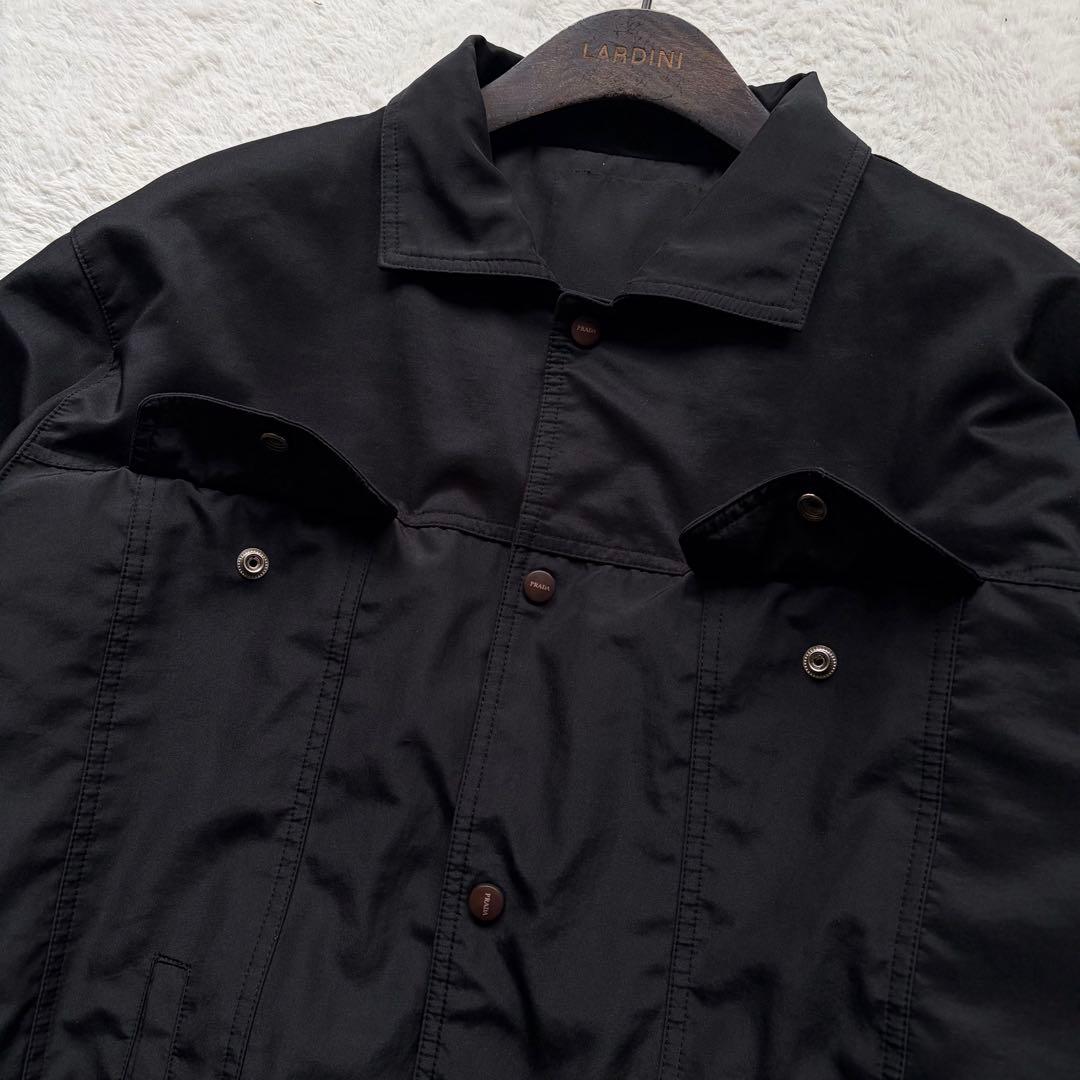 【美品】プラダスポーツ 中綿ジャケット トラッカー型 ロゴラバータグ 黒 XL