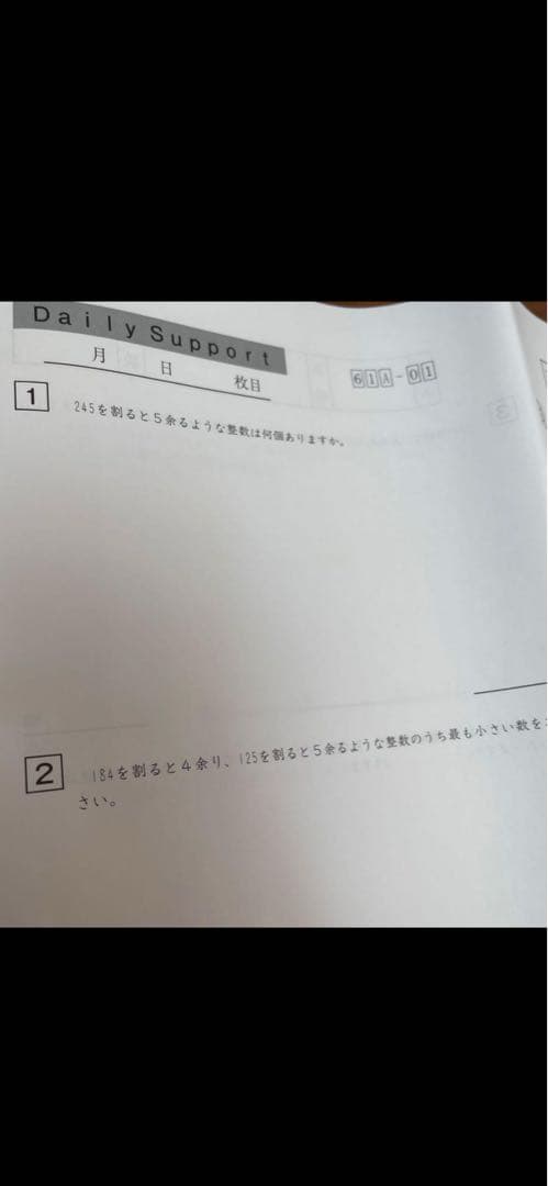 2024年度　6年　デイリーサポート　デイリーサピックス　算数