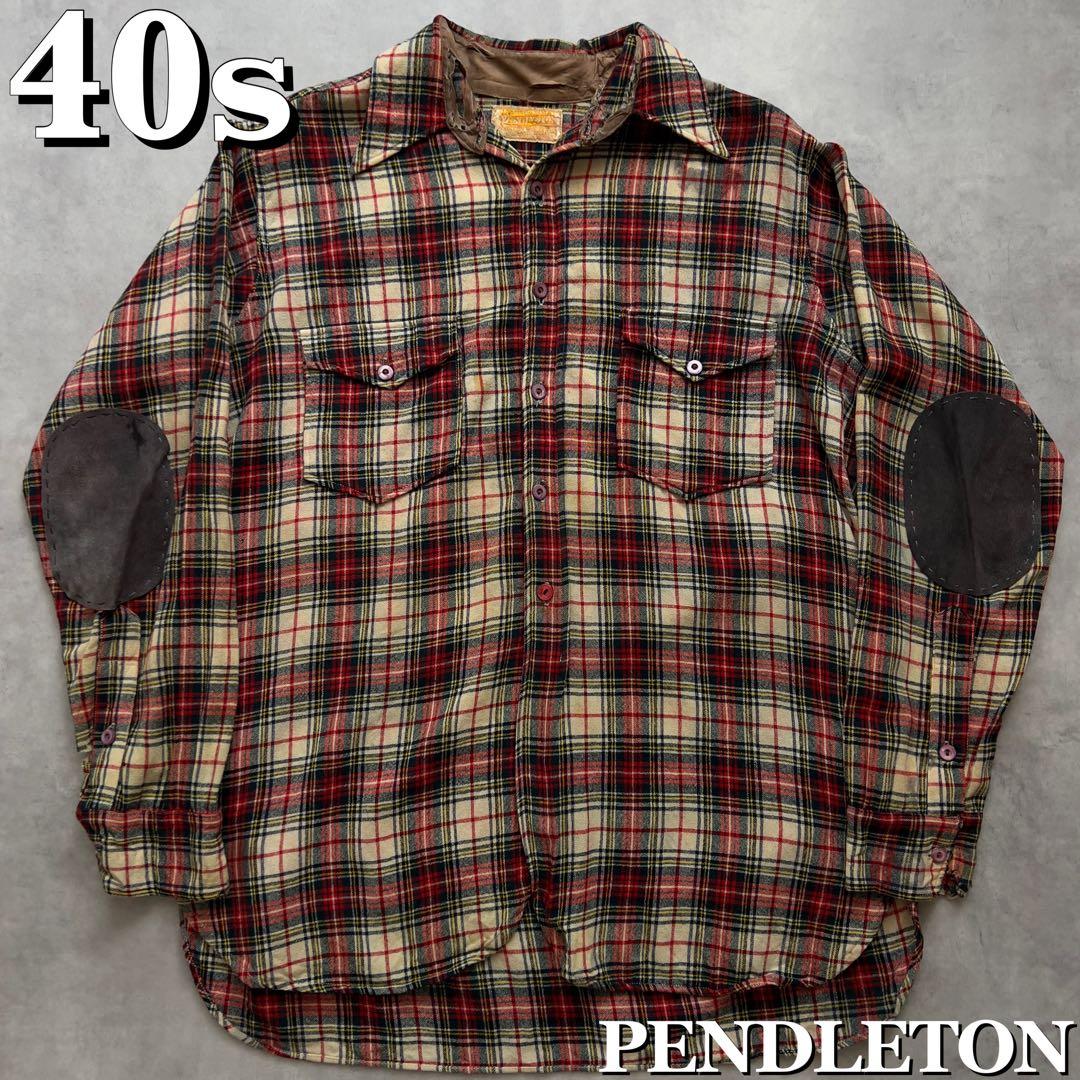 40s PENDLETON チェック ウール シャツ ヴィンテージ ペンドルトン
