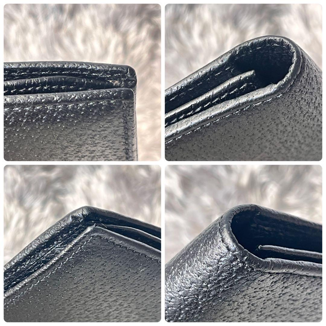 美品✨GUCCI G金具フラップ　レザー　ブラック　長財布　シルバーロゴ　メンズ