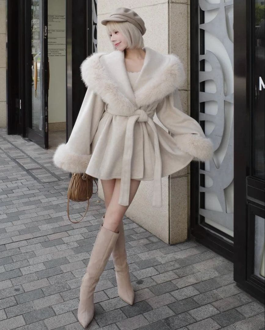 Darich ダーリッチ　ウエストベルトプリンセスラインコート　ベージュ　BEG