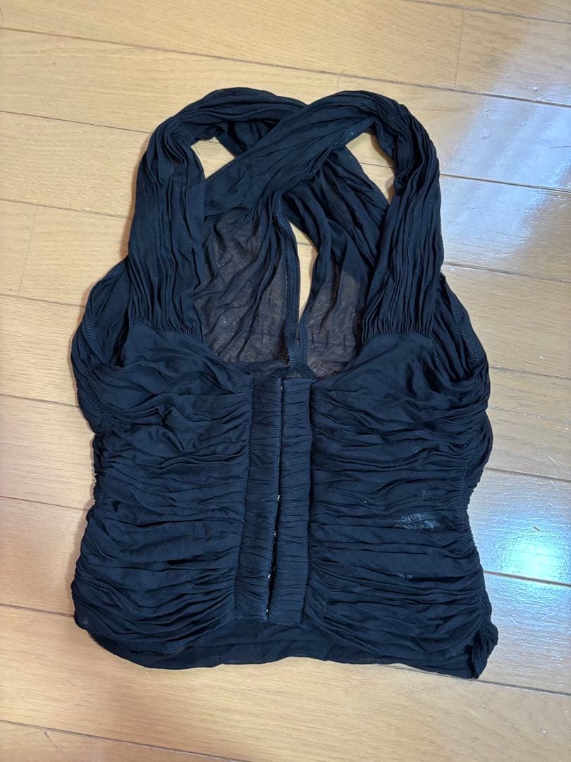 マメクロゴウチ　キャミソール　ビスチェ　コットン　ブラック