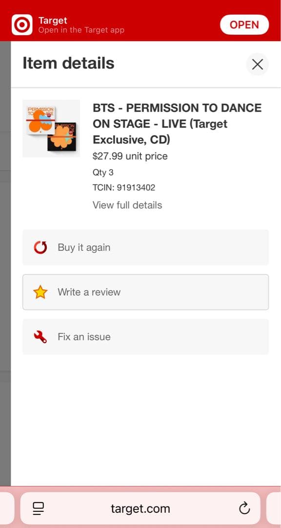 BTS PTD限定トレカ(Target) ジョングク