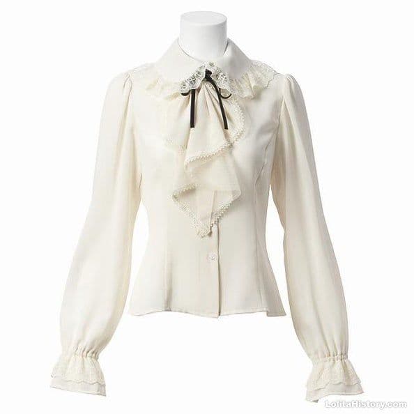 最終値下げ Moi-meme-Moitie ラッフルタイ付きジョーゼットブラウス