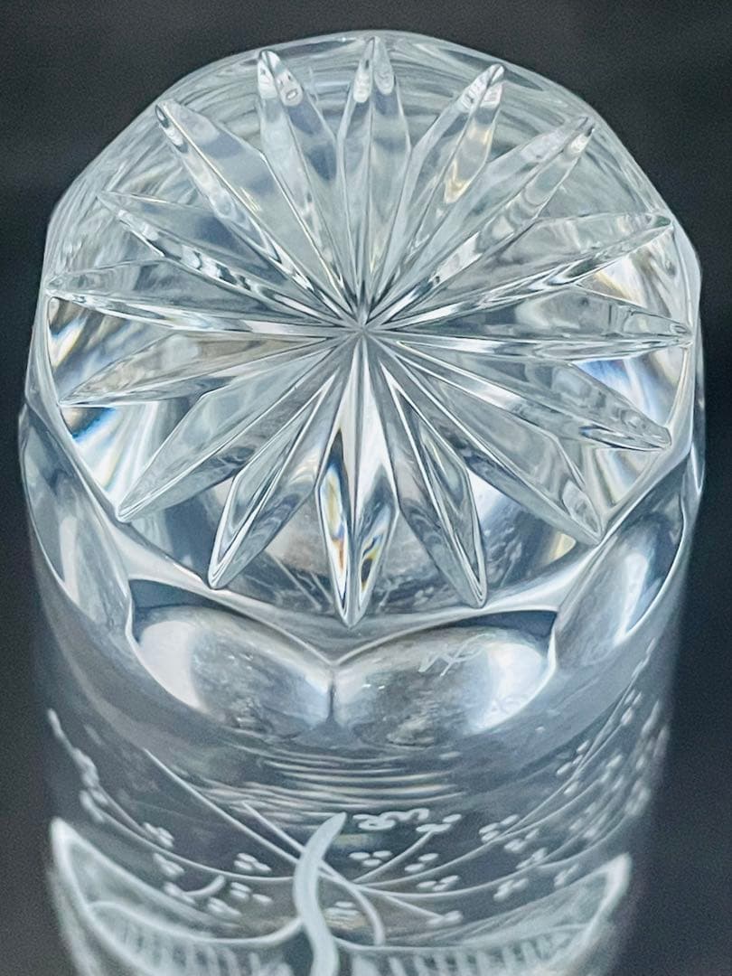 マイセンクリスタルガラス ひまわり彫刻フラワーベース