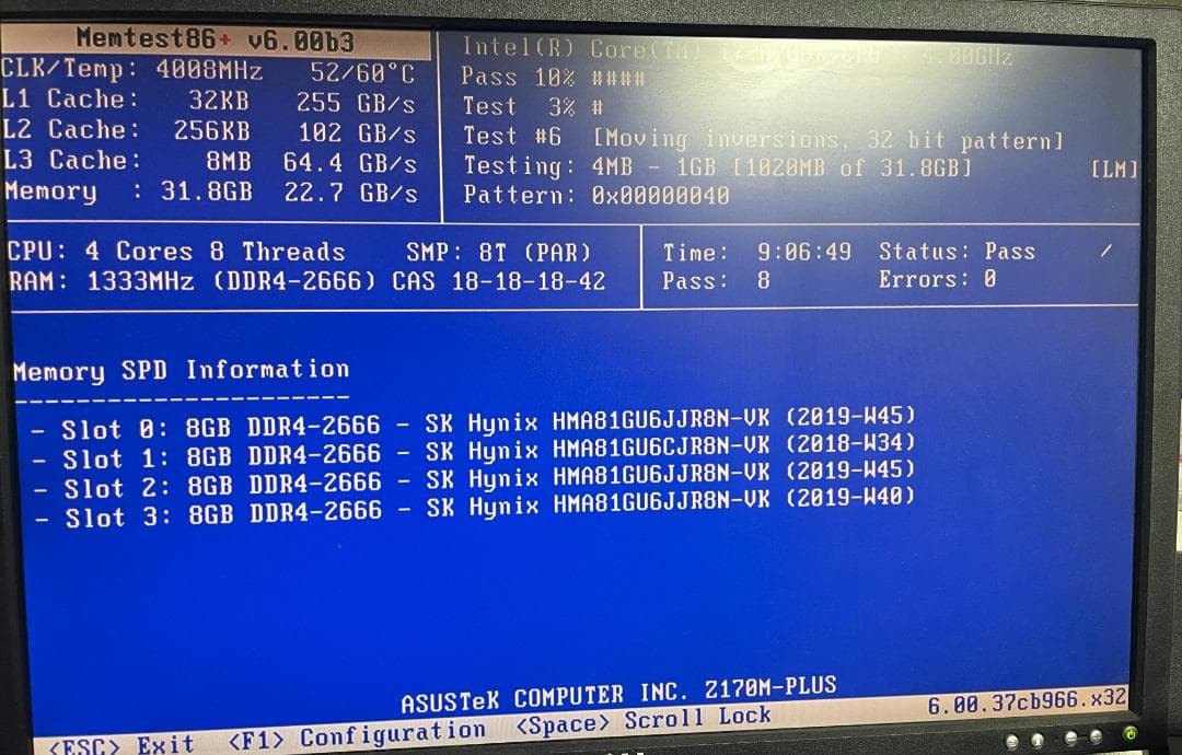 メモリ 8GB×4枚=32GB DDR4-2666 SKhynix製 動作保証