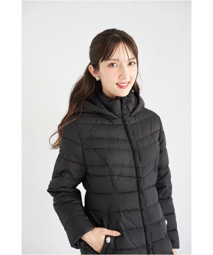 tocco closet 取り外し可能なファー付きマイクロファイバーロングコート